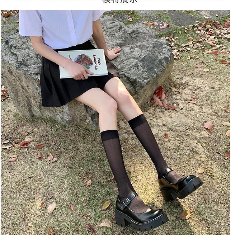 Fashion Patent Leather High Heels Mary Jane Shoes Women Japanese Style Ankle Buckle Platform Pumps Woman Punk Jk Uniform Lolita Shoes 43