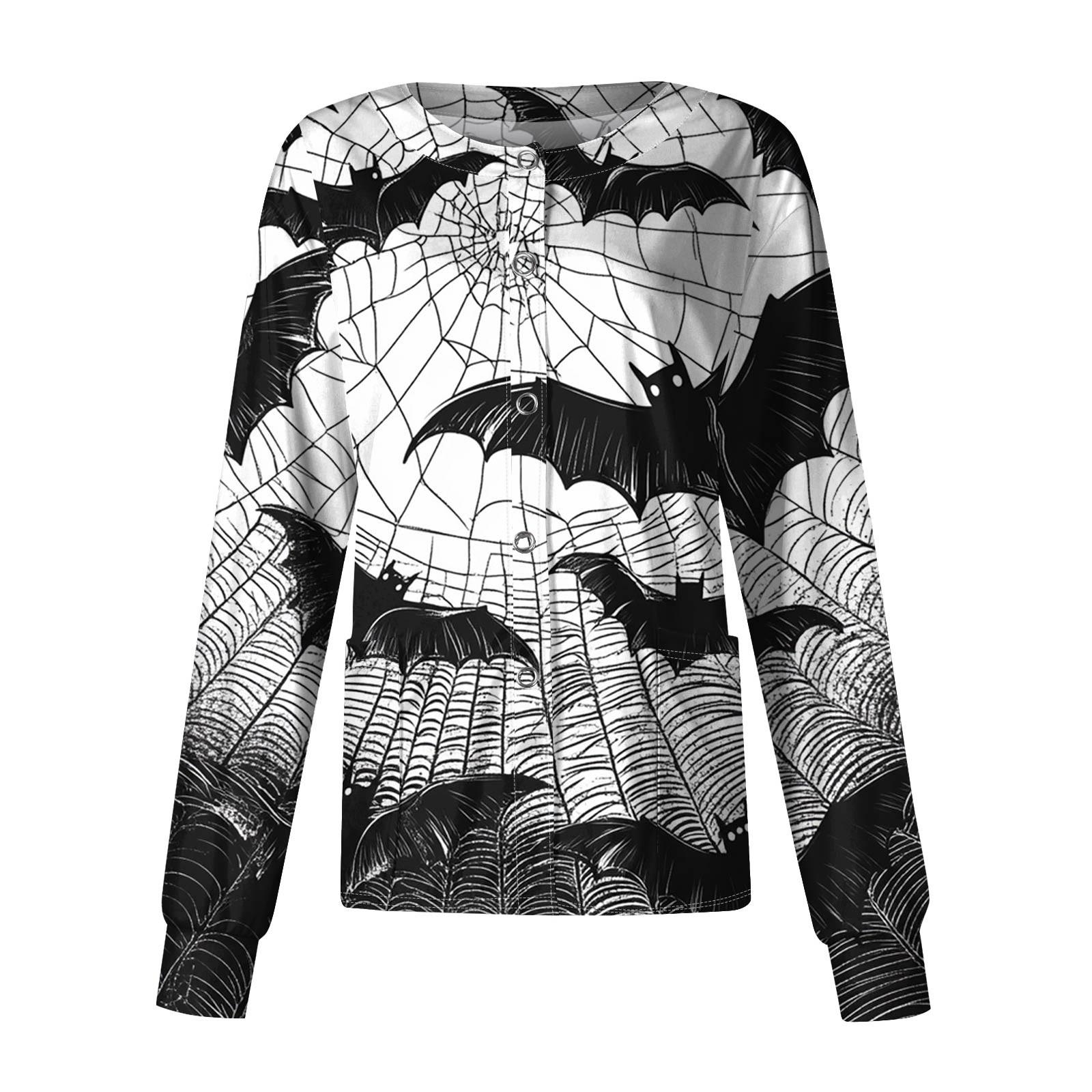 

Женская повседневная однобортная блузка с длинным рукавом на Хэллоуин с принтом, кардиган, верхняя одежда, униформа XXL