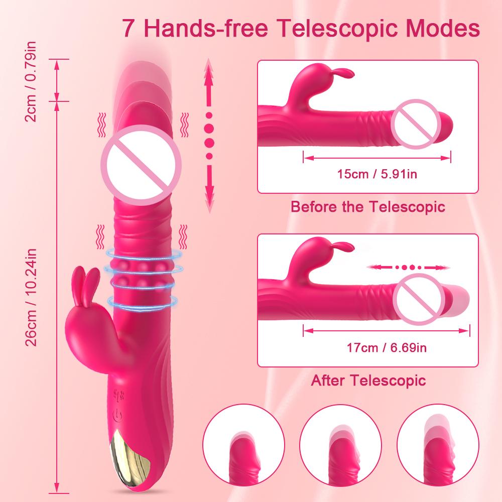 Rabbit Vibrator Telescopic Vibration G Spot Clitoris Stimulator Dildo Vibrators Female Nipple Masturbation Sex Toys for Women