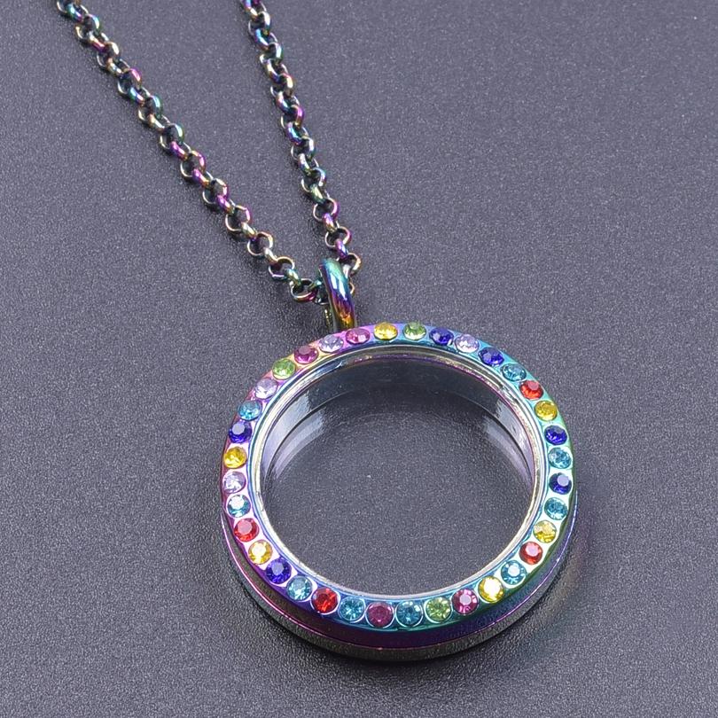 25/30/35/40 mm Locket Pendant Necklace For Women Men Accessories Rhinestone Cage Floating Locket Charms Necklaces Chain On Neck