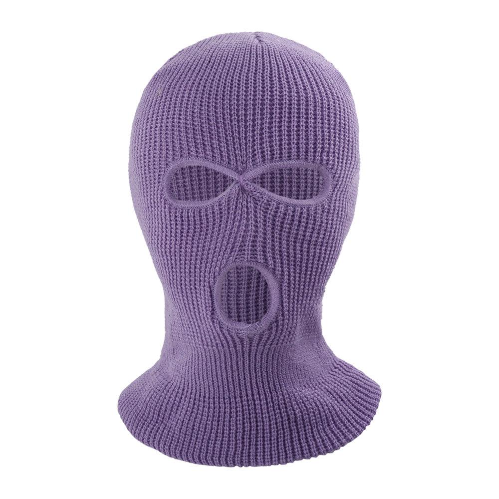 Winter Warm 3-hole Ear protection Embroidery White Knitted Full Face Mask Cover Cap Ski Mask Balaclava Pack for Men