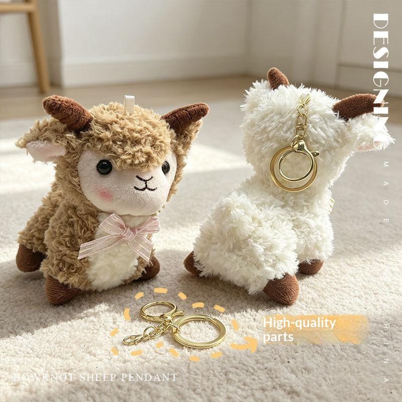 1 Pièce 12cm Mouton Moelleux Doux Sacoche Remplie Porte-clés Déco Mascotte Nouvel An Cadeaux d'Anniversaire Breloque de Sac