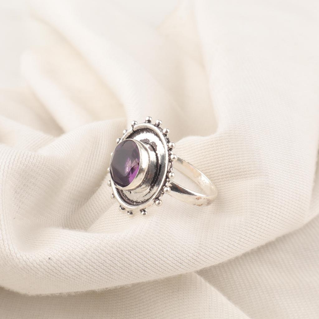 Amethyst Ring, 925 Solid Sterling Silver Ring, Handmade Jewelry, Amethyst Silver Ring  Attractive Gemstone Silver Ring For Wedding Gift