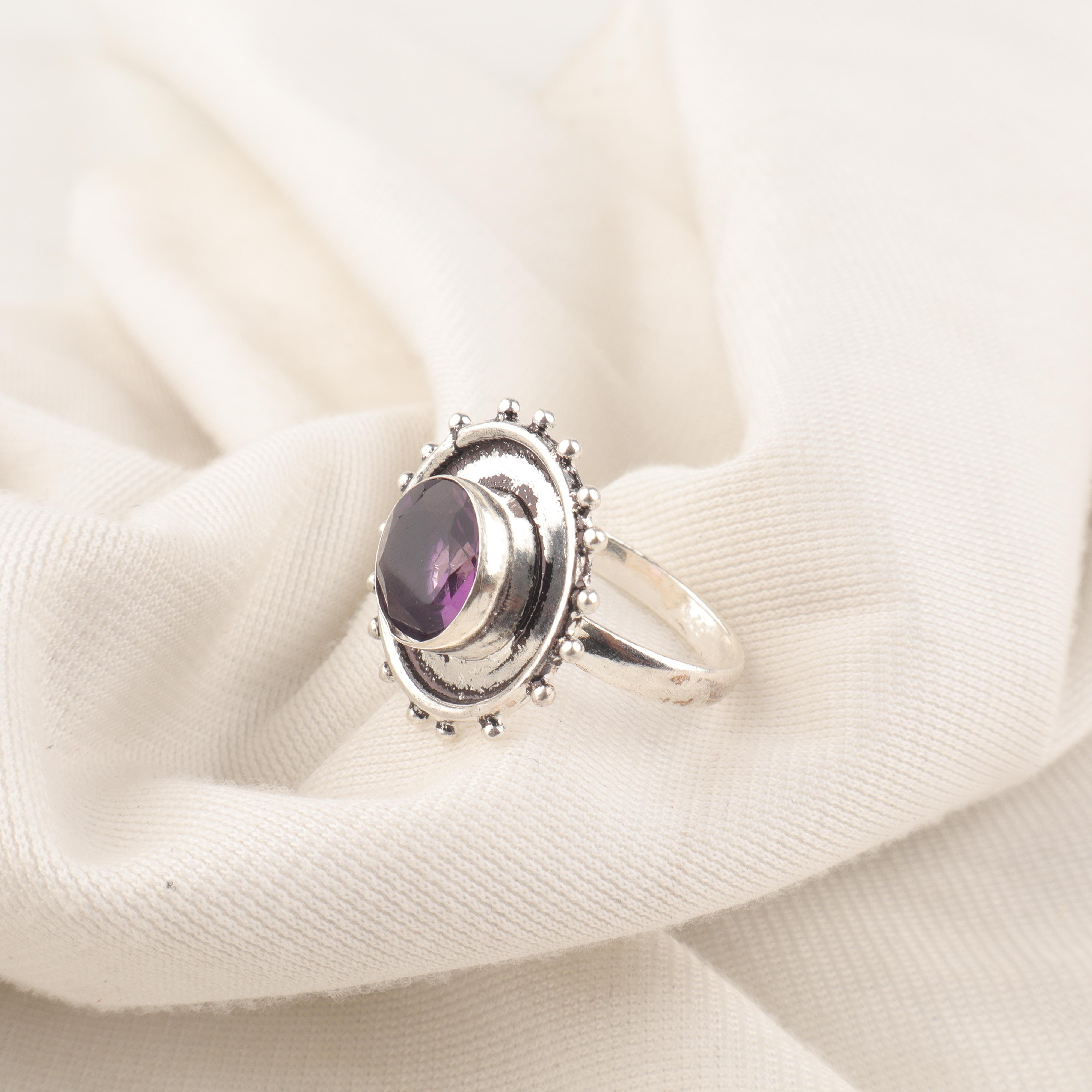 

Кольцо с аметистом, Кольцо из стерлингового серебра 925 пробы, Ювелирное изделие ручной работы, Серебряное кольцо с аметистом Привлекательное кольцо из серебра с драгоценным камнем для свадебного подарка 120 фиолетовый