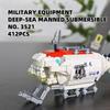 412PCS Manned Deep-sea Submersible Detector Building World War II Military Ship Battle Ship Small Particle Bricks Toys For Boy