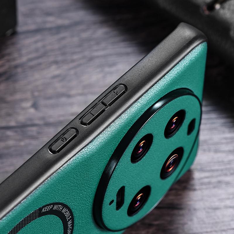 For Xiaomi 13 Ultra Magnetic Case Compatible with MagSafe PU Leather Coated PC+TPU Phone Cover