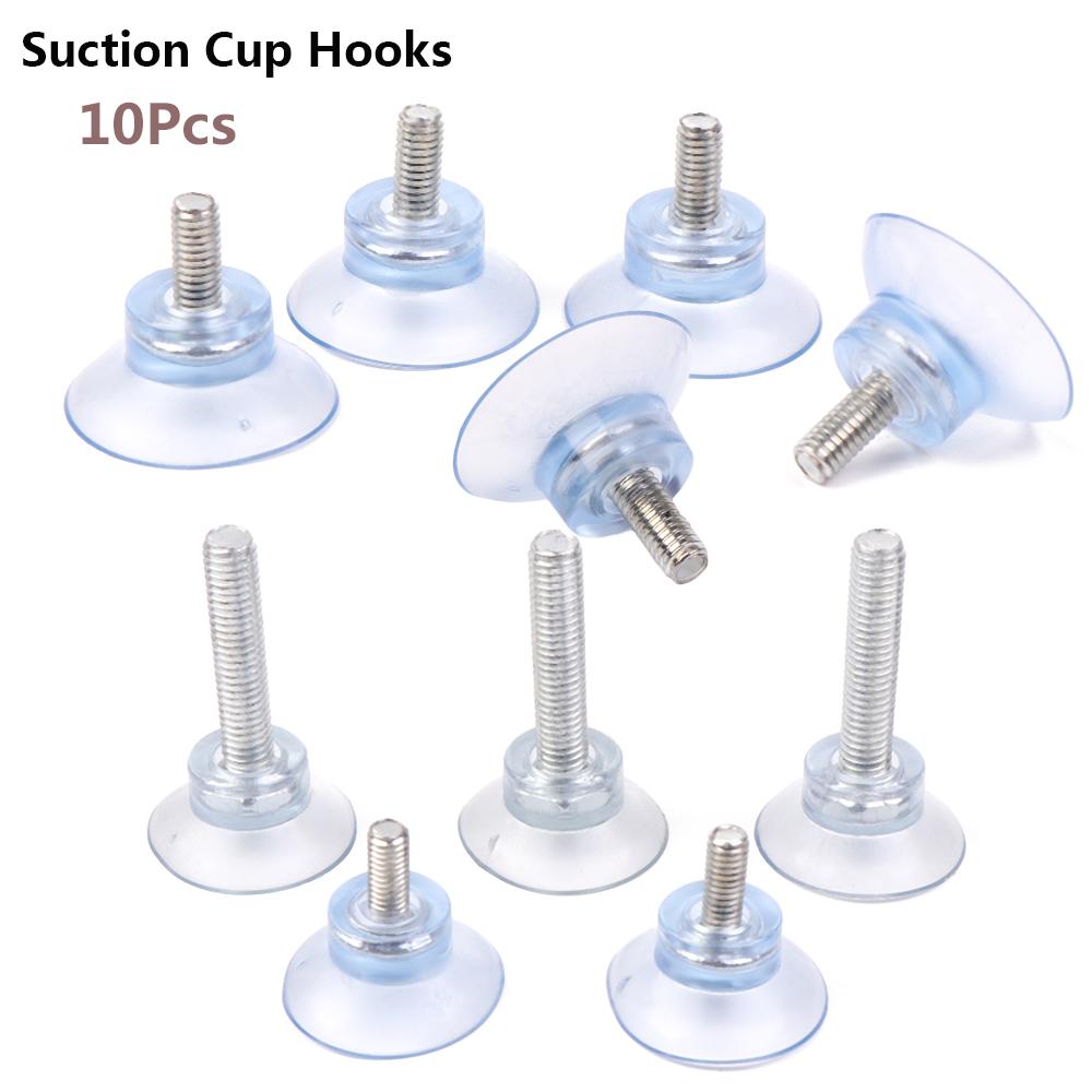 

10Pcs M6/M8 Screw Rubber Suction Cup Wall Hook Sucker Transparent Suckers Turn Nut Glass Table Tops Storage Tool Hooks M6 x 13mm
