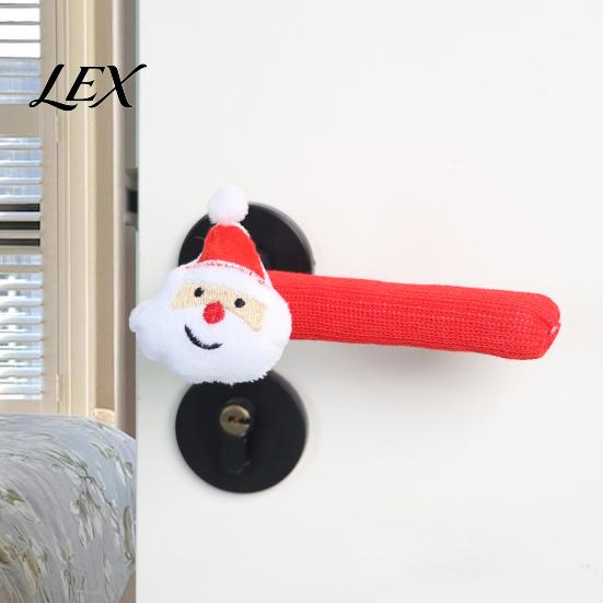 Holiday Home Decoration Accessories Knitted Christmas Doorknob Covers, Santa Reindeer Decor, Anti?Slip Protector Sleeves, Door Supplies Handle