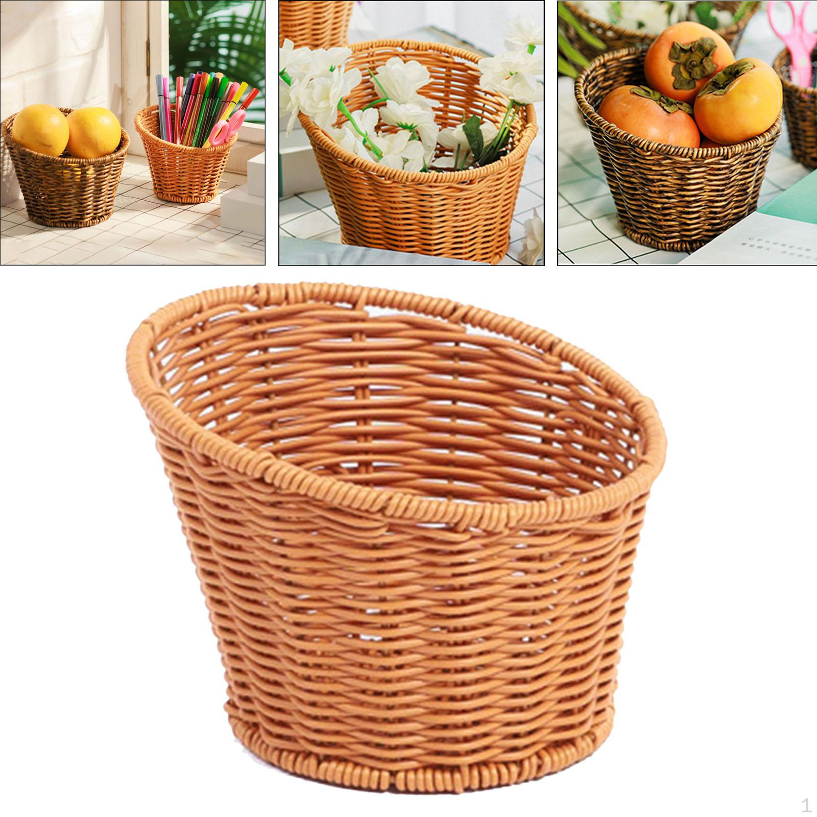 

Круглая плетеная корзина, декоративная мелочь, овощи, фрукты, еда для шкафа, ванной комнаты, дома 13.5x10.5x8cm