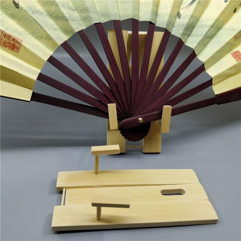 2 Stück Holz Chinesischer Faltfächer Halter Ständer Handfächer Präsentationsständer für Künstlerische Heimtisch Mittelstücke Dekoration