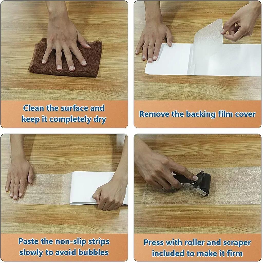 15Pcs Peva Transparent Anti Slip Strip Stair Steps Stickers Waterproof Bath Floor For Stair For Bathroom Safety Tape Pad Bathtub