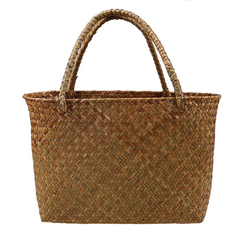 

Плетеная корзина из морской травы для хранения дома, органайзер, ротанговая, соломенная, корзины для цветов с ручкой, ручной работы, плетеная, садовая, для суккулентов, сумка L