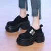 Fashion New 2025 Autumn 9CM High Heels Casual Leather Shoes Women Chunky Sneakers Comfortable Pumps High Platform Walking Shoes Woman