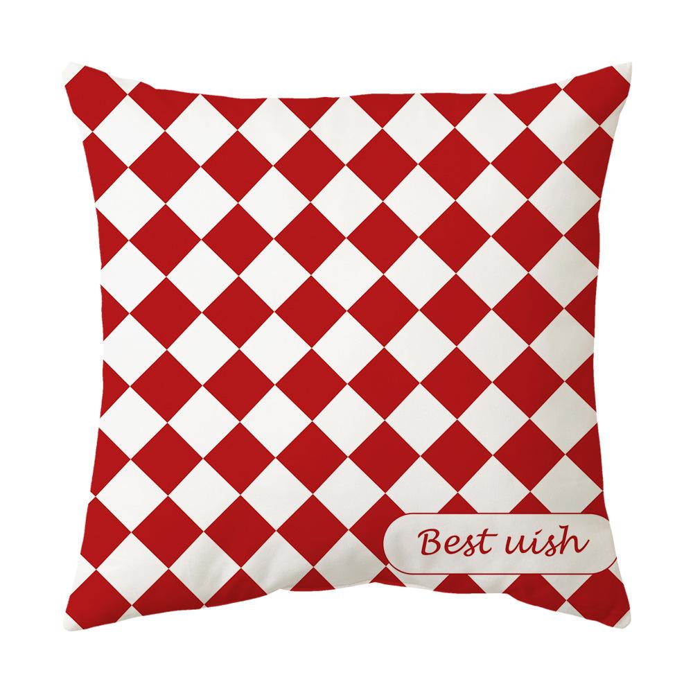 Federa Cuscino a Tema Natalizio Fondo Rosso Lino Corto Peluche Stampato Federa Cuscino Regalo Festivo