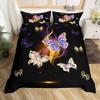 Gold Buterfly Soft Duvet Cover Set Musical Note Beding Set Microfiber Star Warm Comforter Cover Twin Quen for Children Kids Girl Ten Rom Decor