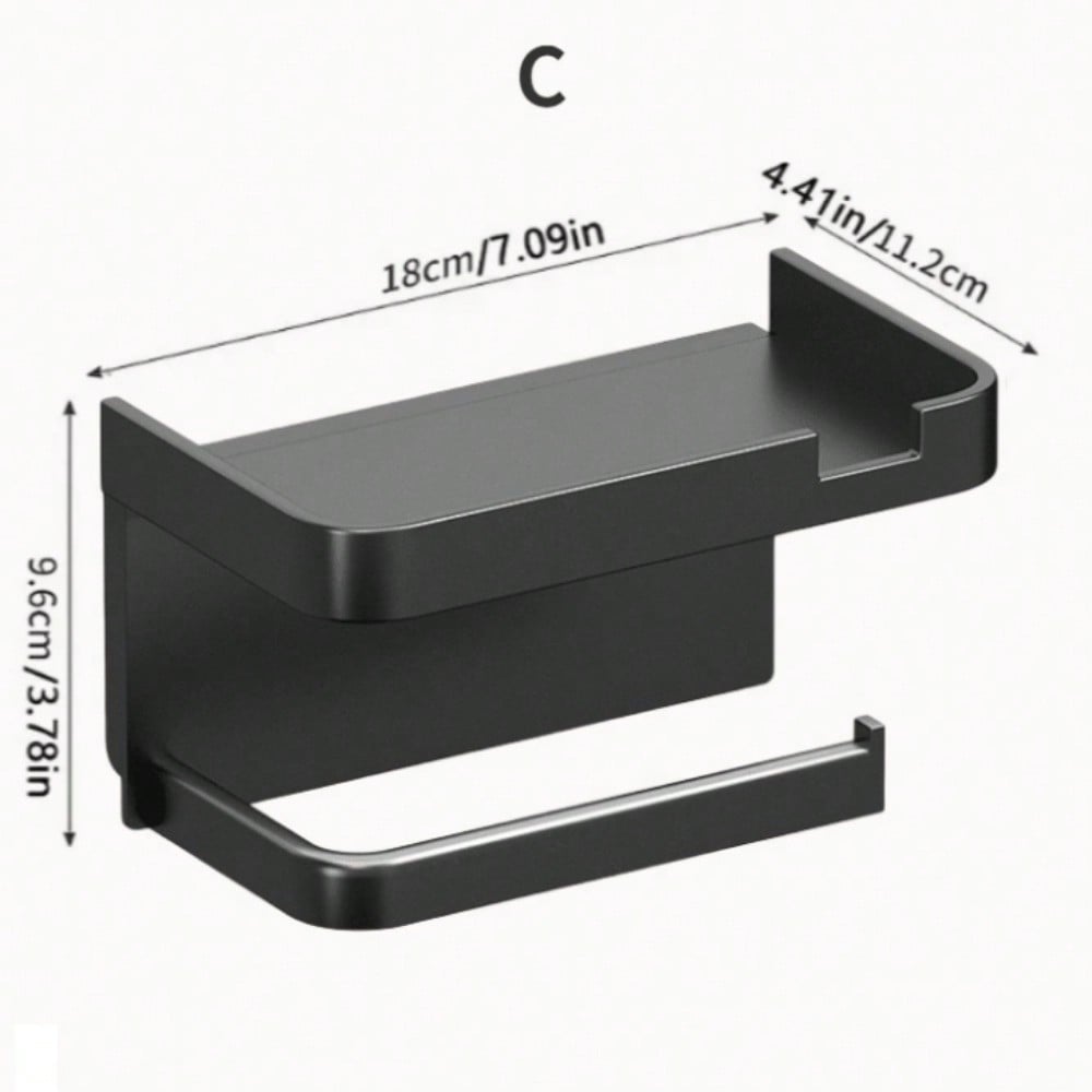 Wall-Mounted Toilet Paper Storage Rack Punch-Free Adhesive Tissue Box Mobile Phone Holder Dual-Purpose Organizer For Bathroom