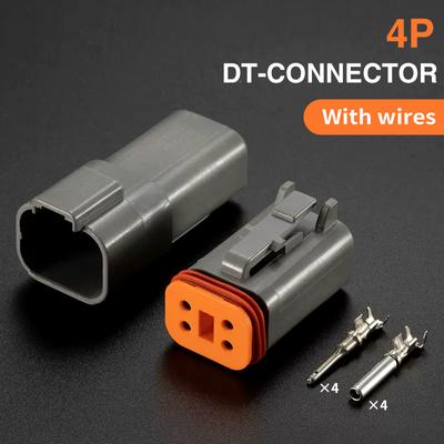 5/10/100 Sets Deutsch Type Connector Male Female Waterproof DT Connectors 4-Pin Dt04-4p Dt06-4s ,Sealable,4 Position