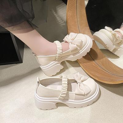 French High Heel Jk Muffin Thick Heel Bow Lolita Single Shoes Platform Mary Jane Small Leather Shoes Women 2025 Summer