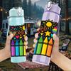 1PC Color Crayon Box Layout 750ml Color Plastic Sports Water Bottle Leakproof Flip Straw Lid For Sports Office Home Use