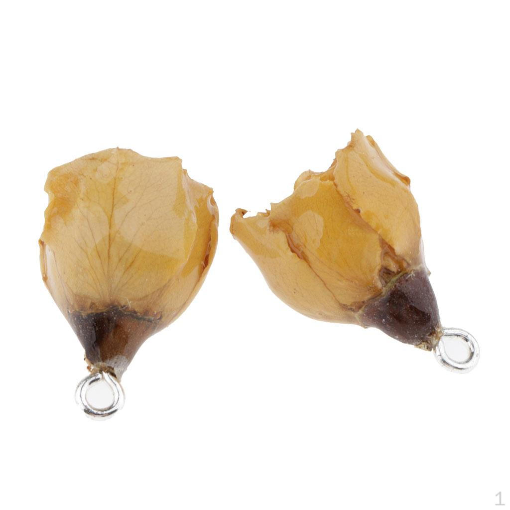 2 Piece Resin Dried Flower Pendant Jewelry Findings Crafting Charms For Necklace Bracelet
