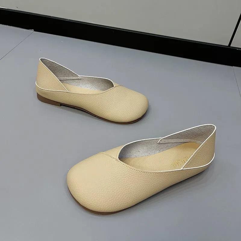 Leder Frühling Herbst Damen Ballerinas Damen Slipper Bequeme Weiche Leder Damen Flats Schuhe