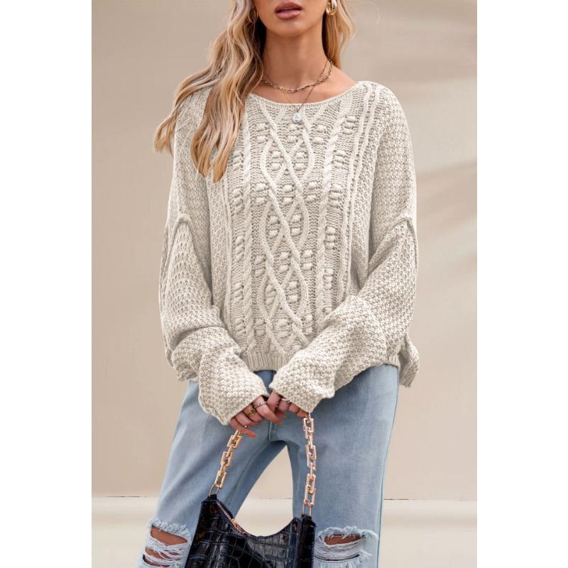 Autumn and winter new hot-selling round neck twisted rope twist loose solid color knitted sweater women