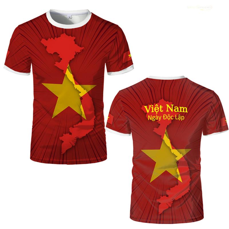 Vietnam Independence Day Flag Pattern T-shirt Fashion Summer Emblem 3D Printed Short Sleeve Top Men's Casual Comfortable Round Neck Clothing