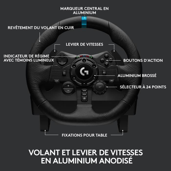 Volant de Course - G923 - TRUEFORCE - Pédales Incluses - Compatible PS5, PS4 et PC - Design Racing Noir