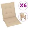 Day and Night - Day and Night Garden Chair Cushion Low Backrest 6 Pcs Beige Oxford Fabric