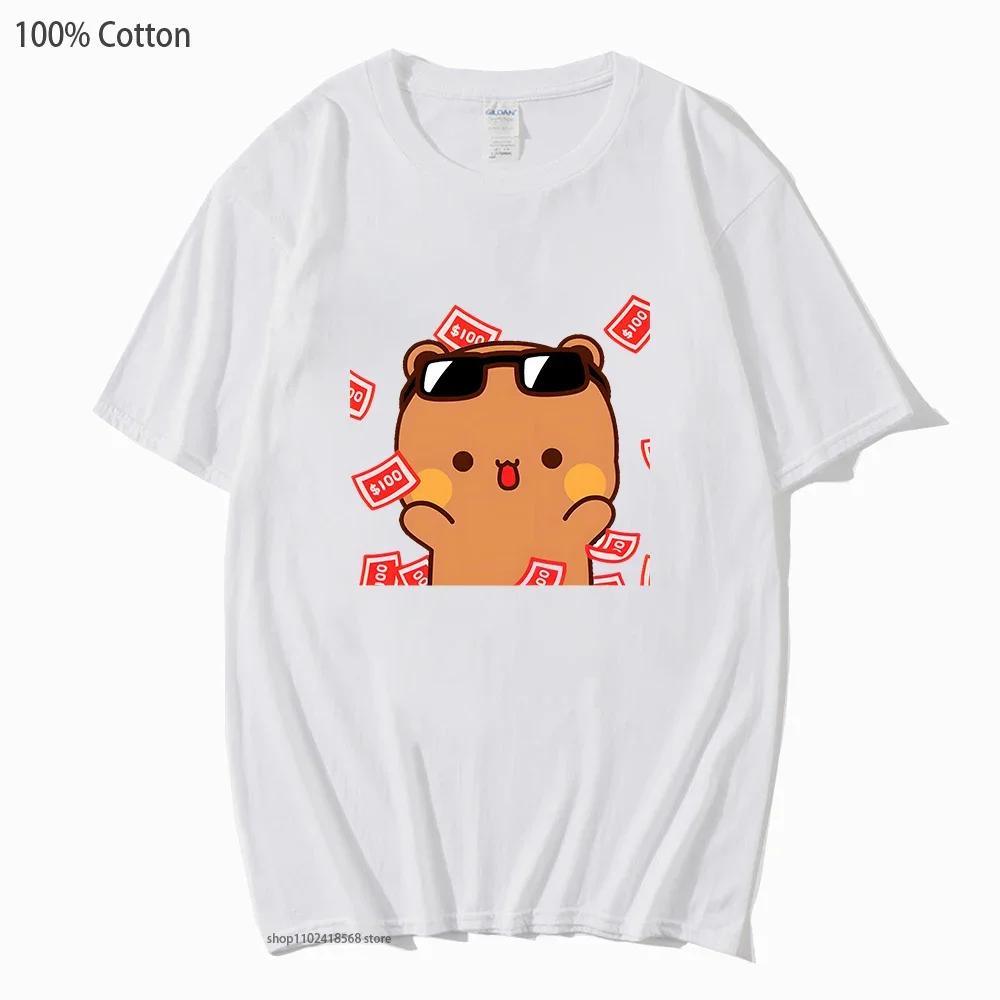 Cute Bubu and dudu Is So Rich Millionaire T-Shirts for Men Women Couple clothes Cotton Tops Panda Bear Tees Casual
