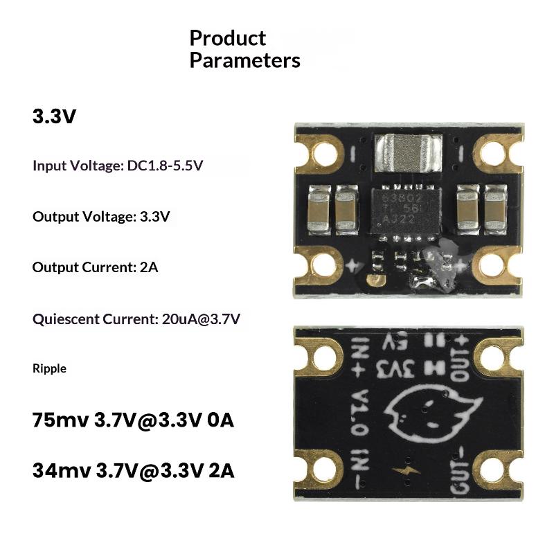 Tps63802 Mini Lithium Battery -Boost Module Dc 1.8-5.5V Input 2A/1A 3.3/5V Boost Output Battery Boost Module