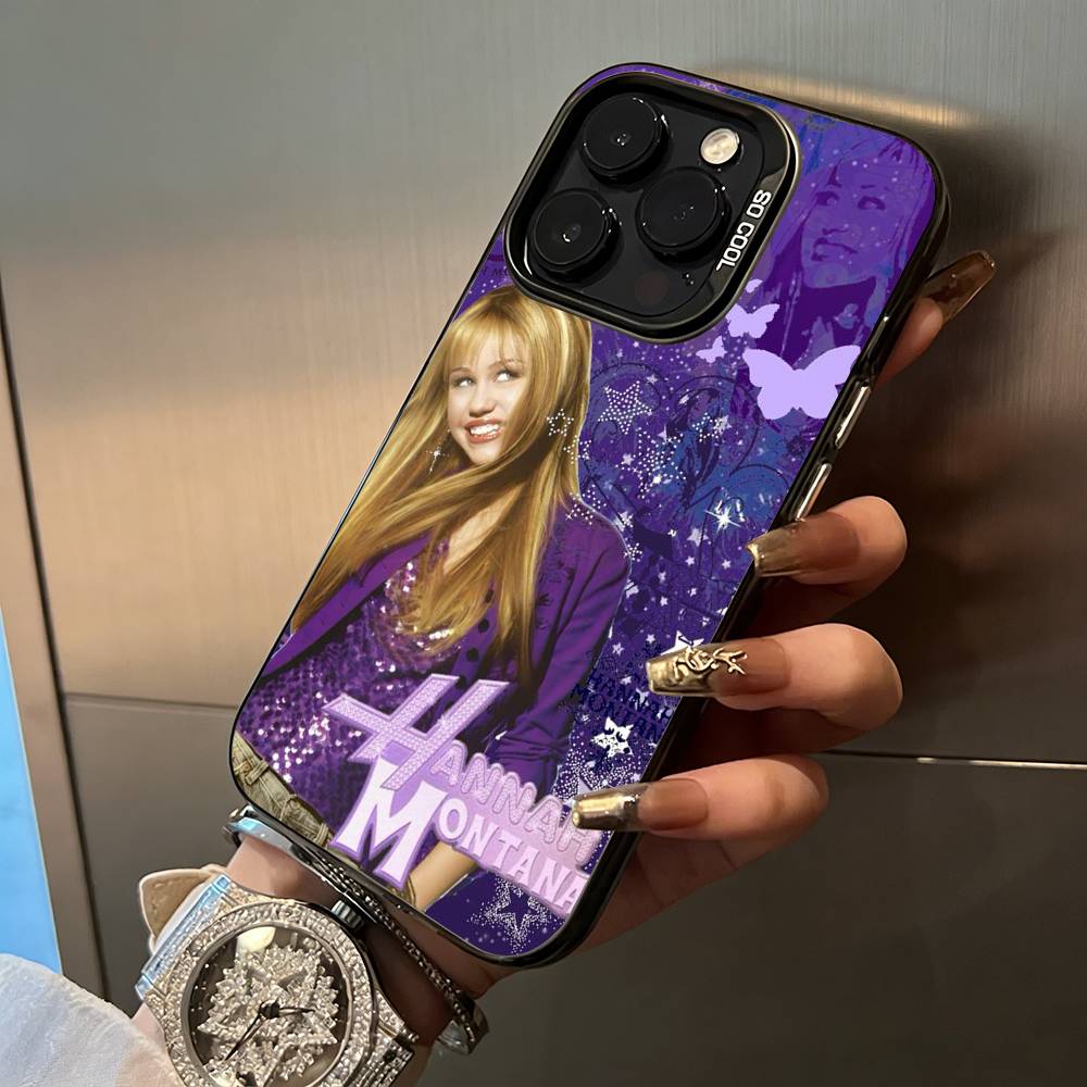 H-Hannah-M- Montana For iPhone 17 16 15 14 13 12 11 Pro Max XS  17 Air Silicone Colored Silver Bumper Cover