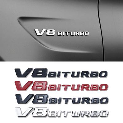 V8 BITURBO Letter Logo Car Sticker for Twin Turbo Logo Fender Modification Accessories Label Decorative Decal