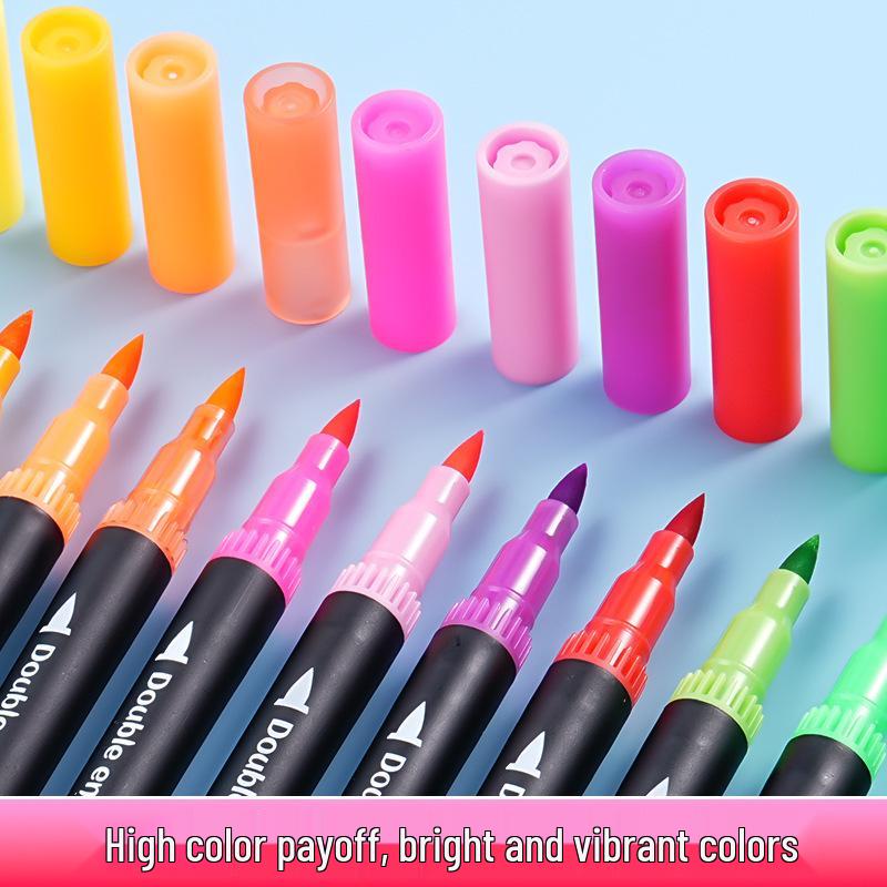 120-Color Double-Ended Watercolor Marker Pen Set for Painting, Doodling, and Outlining with Children's Paint Brushes