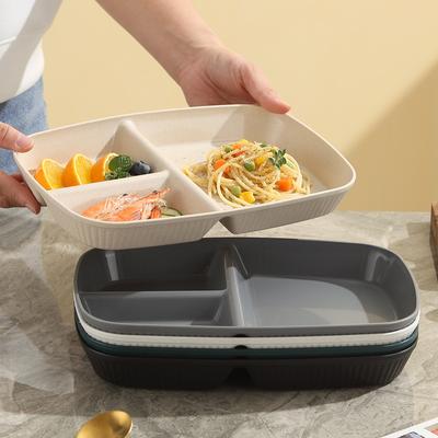 Fat Reduction Plate Divided Into Grid Rectangular Three-Grid Plate Breakfast Adults And Children Divided Into Plates Weight Loss Fruit Plate Canteen