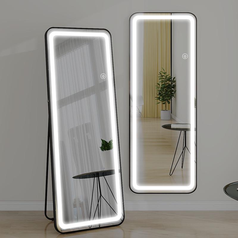 LED Wall-Mounted Full-Length Dressing Mirror with Touch Sensor for Bedroom