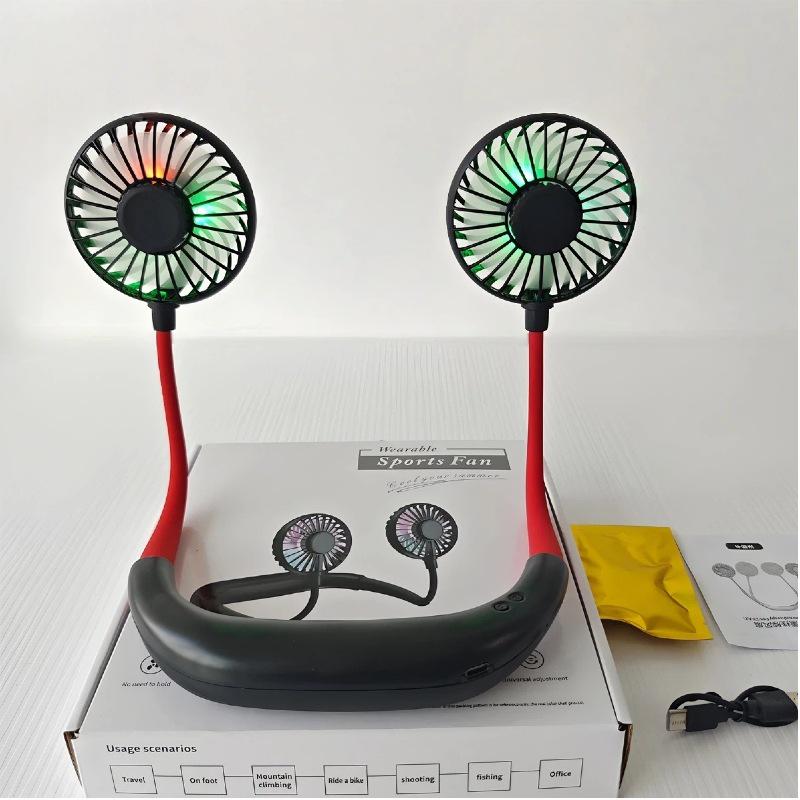 Third Generation Portable Neck Fan with Aromatherapy, Long-lasting Replaceable Battery, Silent Operation, and USB Charging.