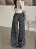 Damen Winterjeans mit hoher Taille und weitem Bein in Camouflage