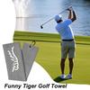 Black/Gray color Funny Tiger Embroidered Golf Towel, Microfiber, Hand Wash Only, Waffle Texture, Soft Material