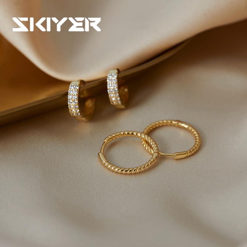 

Простые серьги-кольца золотого цвета, модные серьги с цирконом, ювелирные изделия, аксессуары для костюмов, подарок