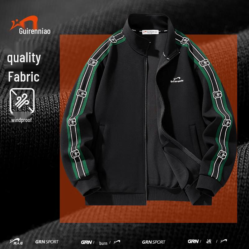 Guirenniao Unisex Casual Stand Collar Zip-Up Sweatshirt