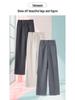 Women's High-Waist Gray Woolen Wide-Leg Pants - Fleece-Lined for Autumn/Winter, Thickened Drape, Narrow Straight-Leg Design