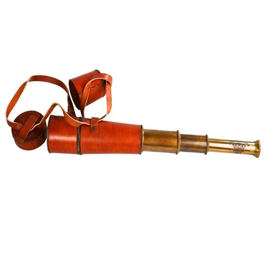 45.72 Cm Handmade Brass Spyglass Telescope with Leather Case Nautical Decor, Pirate Style