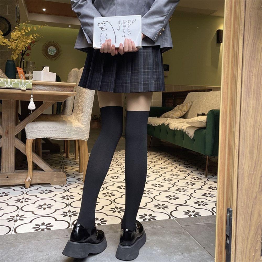 Matching Dress Fake High Tube Knee Autumn Tights Fake Calf Socks Splicing Pantyhose Women Stockings