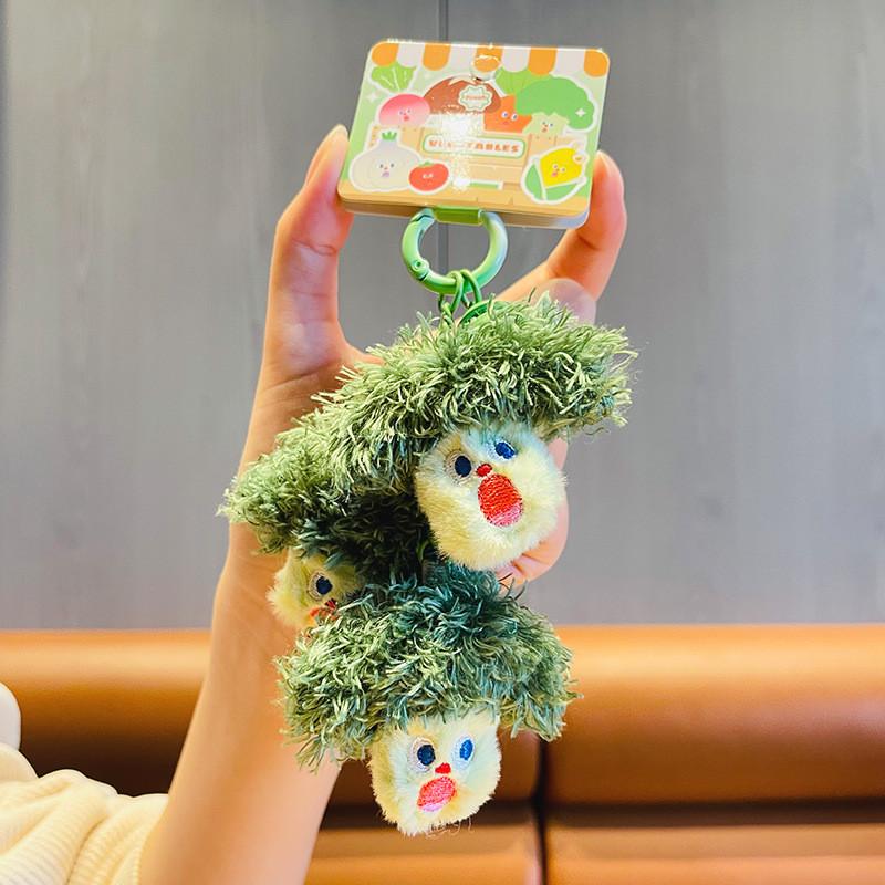 Plush Vegetable Whimsical Keychain Featuring Fun Scream Emoji For Stylish Accessories