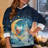 Women's Fashionable Casual Long-Sleeved Christmas Print Fleece-Lined Thick Hooded Sweatshirt