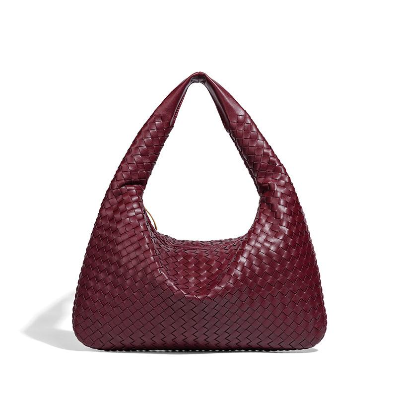 Новая плетеная женская сумка большой вместимости на плечо, ручная, подмышку, ручной работы 39*5*26 бордовый