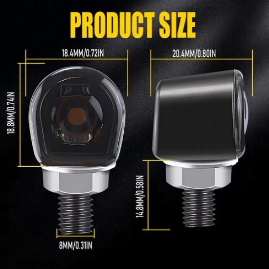 4X LED Motorcycle Turn Signals Indicator Amber Light Black Universal Lamp EOA