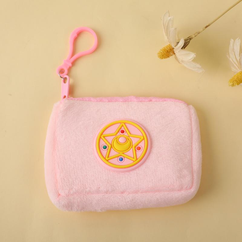 Niedliche Geldbörse aus Plüsch mit Cartoon-Motiv – Schlüssel- und Ohrhörertasche für Kinder mit Reißverschluss