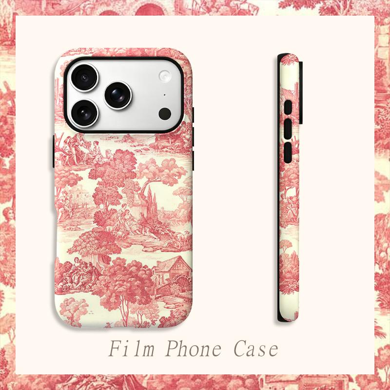 Classic Vintage Toile De Jouy Landscape Pattern Art Print Film Aesthetic Protective Shockproof Bumper Phone Case Cover For iPhone 14 1516 Pro Max Plus